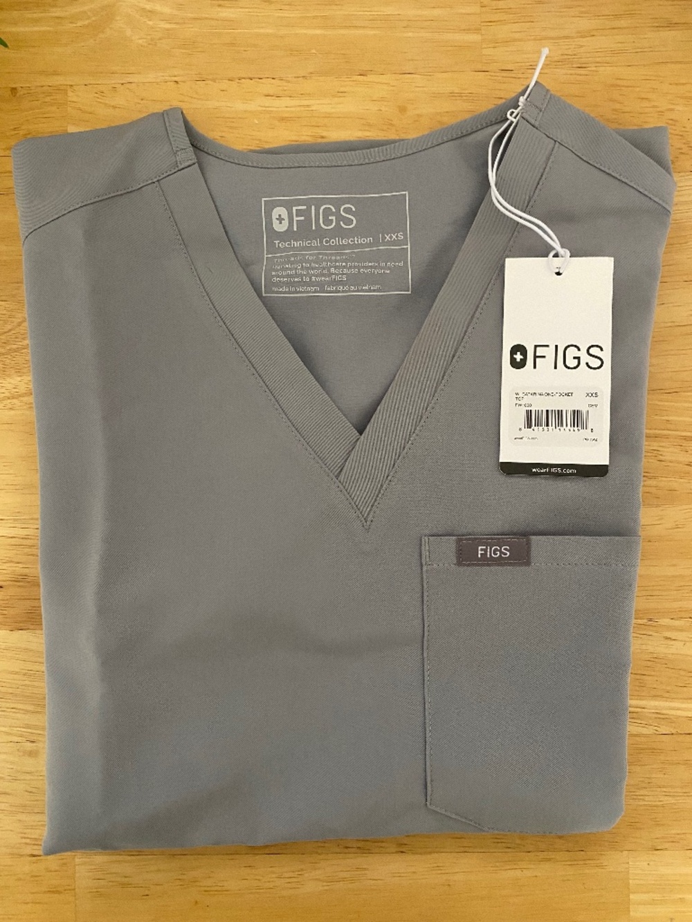 Figs Catarina Scrub Top XXS Cement NWT